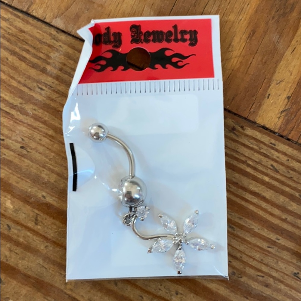 Multi-Gem Flower Belly Button Ring